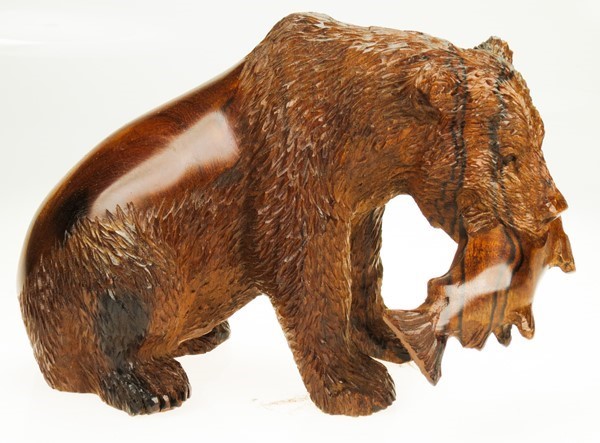 Detailed Grizzly Bear Sitting with Fish EV-1158